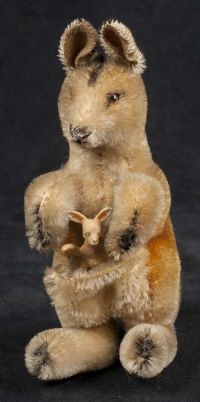Steiff Linda Kangaroo w/ Joey Plush German Mohair Stuffed Animal